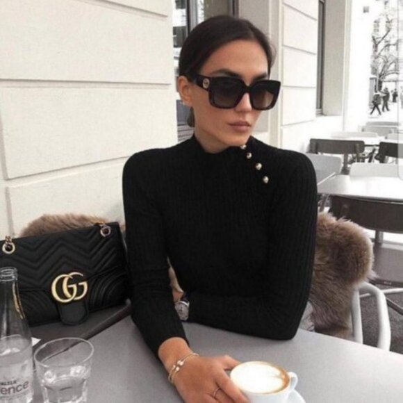 Gucci GG0141SN 001 Square Sunglasses - Black\\Grey Gradient